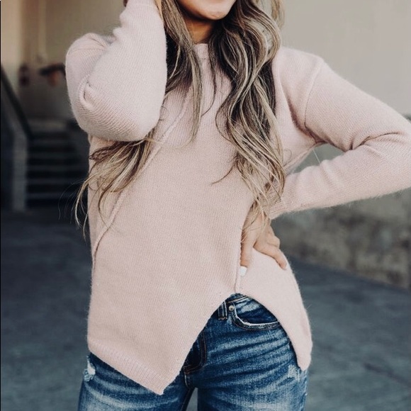 Cashmere Blend Slit Hem Sweater - Picture 4 of 4